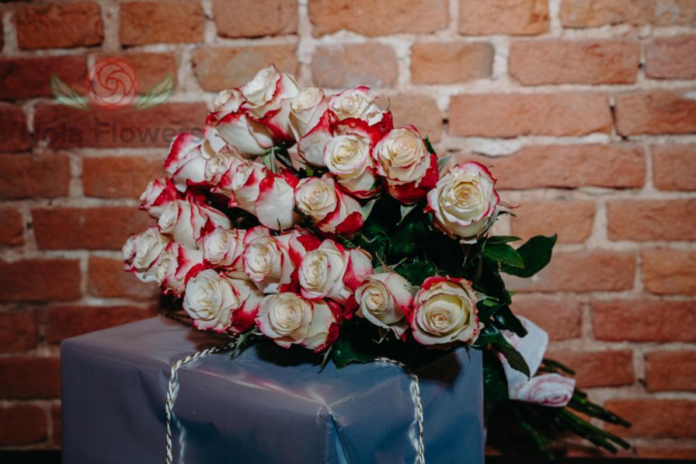 25 розово-белых роз (Эквадор)