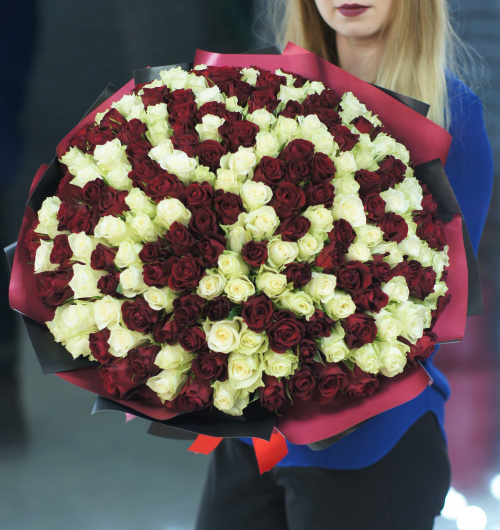 201 красная и белая роза (Кения)
