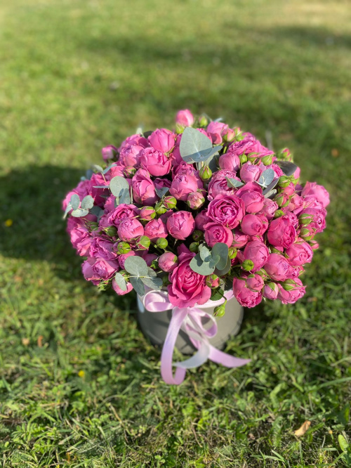 Коробка кустовых пионовидных роз Мисти Баблс