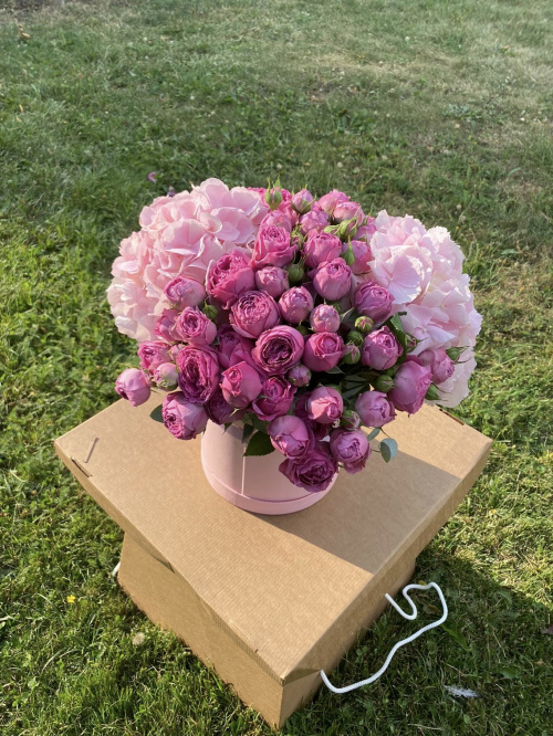 Коробка Мисти Баблс с гортензиями