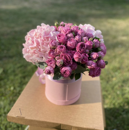 Коробка Мисти Баблс с гортензиями